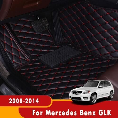 Custom Car Floor Mats For Mercedes Benz GLK 2014 2013 2012 2011 2010 2009 2008 Leather Carpet Car Interior Accessories Foot Pads