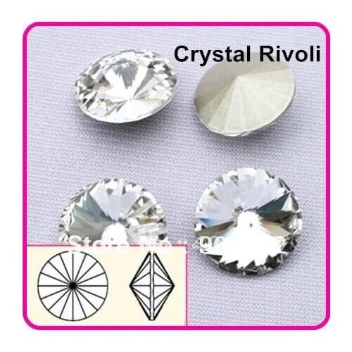 Free Shipping! 100pcs/Lot, 8mm~25mm Crystal Clear Color Chinese Top Quality Crystal Rivoli Glass Fancy Stones