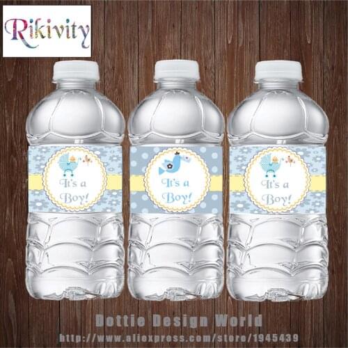 Custom Its A Boy Prince Baby Shower Water Bottle Wine Labels WaterProof Candy Bar Wrapper Sticker Birthday Party Decoration