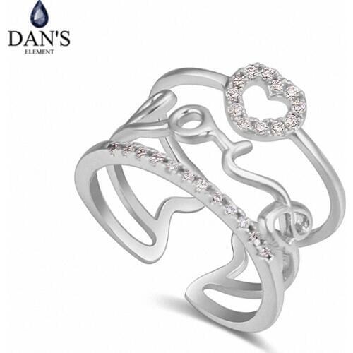 DANS Real Austrian Crystals Brand AAA Zirconia Micro Inlays Fashion Ring for women New Geometric 121146white