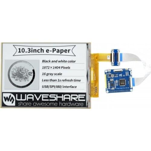 1872×1404, 10.3inch Flexible E-Ink Display HAT For Raspberry Pi IT8951 Controller USB/SPI/I80 Interface