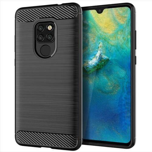 Hybrid Carbon Fiber Brushed Armor Case Shockproof Protective Anti Scratch TPU Rubber Back Cover For Huawei Mate 20 / Mate 20 Pro
