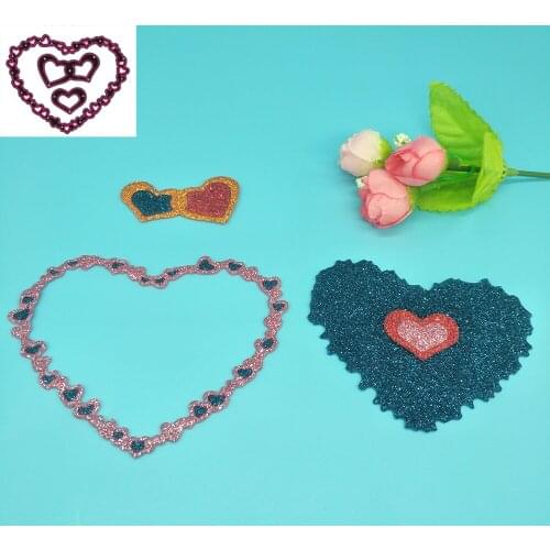 Heart-shaped garland, chain heart-shaped metal cutting die, scrapbook, photo album, greeting card, DIY decoration, handmade art