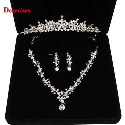 Crystal Tiara Necklace Earring Set Wedding Bridal Jewelry Headpiece