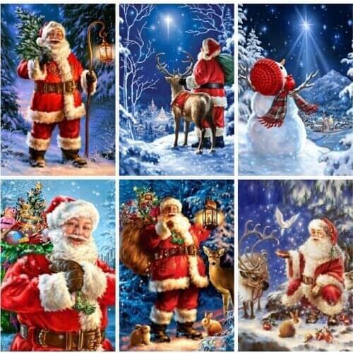 HUACAN Santa Claus Diamond Painting Full Square Embroidery Cross Stitch Diamond Mosaic Rhinestone Christmas Decorations For Home