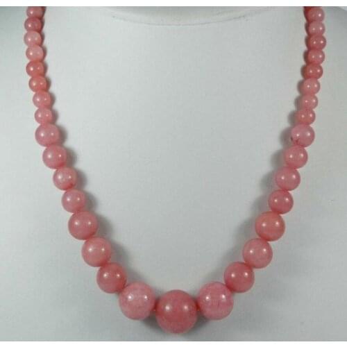 6-14mm Exquisite Pink Rhodochrosite Round Bead Jewelry Necklace