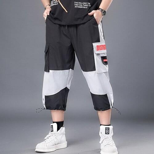 Summer Men Overalls Trend Casual Large Size 7XL Pants Loose Sports Pants Cropped Pants