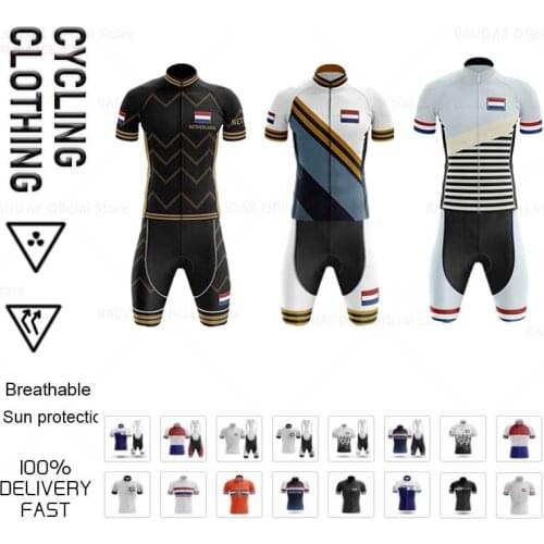 2021 Cycling Jersey Set Netherlands Men Cycling Clothing Anti-UV Breathable MTB Triathlon Bicycle Suit Maillot Ropa Ciclismo