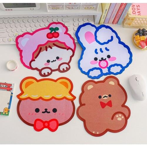 Students Desk Mat Pads Antislip Kawaii Cute Bear Rabbit Mouse Pad Cup Mat Cartoon Waterproof Office Home Decor for Girls Boys