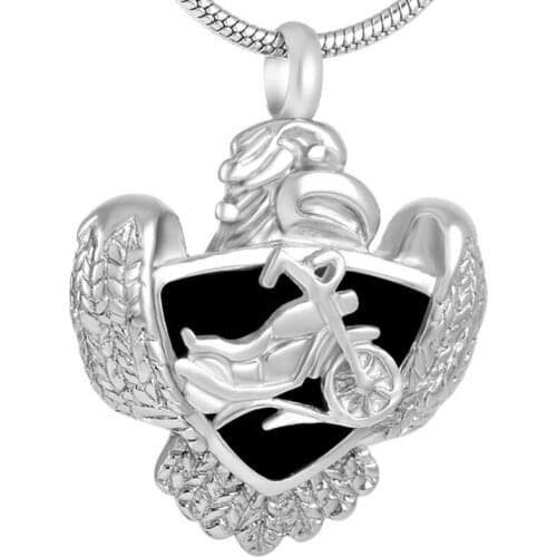 IJD8225 Stainless Steel Cremation Memorial Cinderella Necklace Motorcycle Keepsake Pendant Jewelry