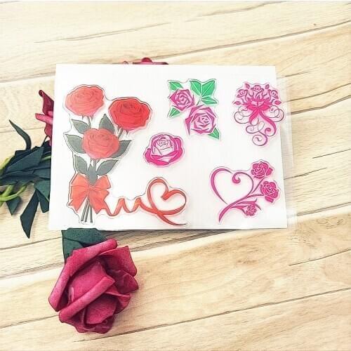 Hot selling Rose flower transparent clear stamp / silicone seal roller stamp DIY scrapbook album / card production