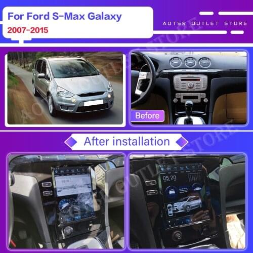 For Ford S-Max Galaxy Android Radio tape recorder 2007-2015 Car Multimedia Player Stereo head unit Tesla Style GPS Navi No 2din