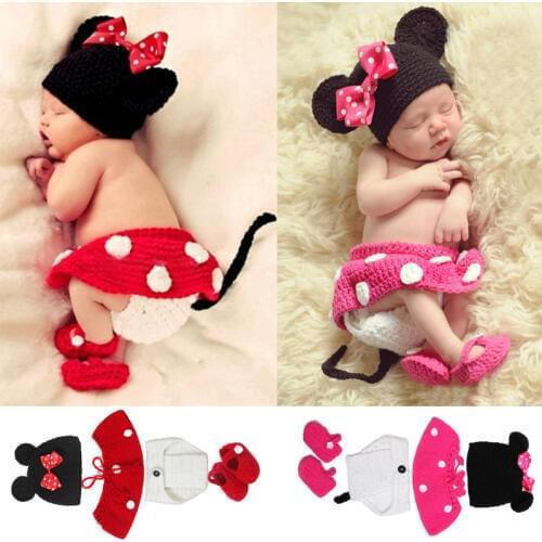 2020 Newborn Photography Props 100% Handmade Knitted Baby Hats Newborn Photo Props Baby Clothes Sets Atrezzo Fotografia