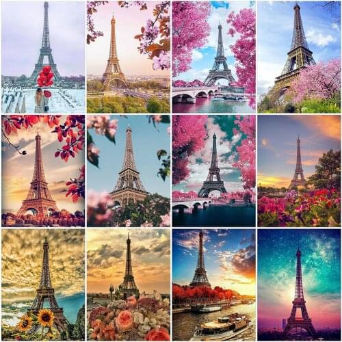 MomoArt Diamond Mosaic 5D DIY Tower Full Drill Square Diamond Embroidery Flower Needlework Mosaic Scenery Art Handmade Gift