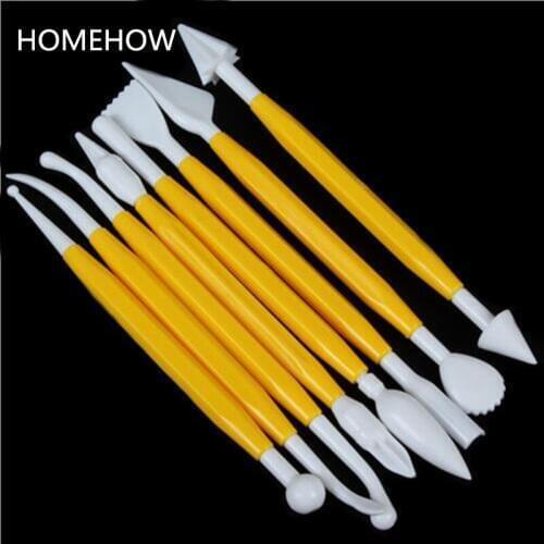 8PCS/Set Fondant Cake Shape Tools Sets Groop Design Non Slip Double Ended Sugarcraft Fondant Carve Modelliing Tools