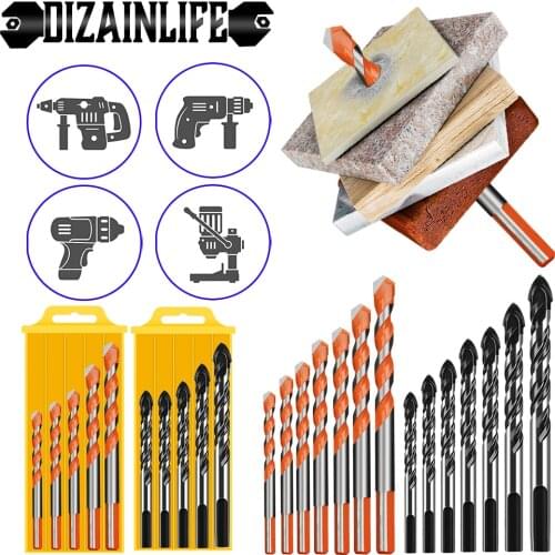 3 4 5 6 8 10 12mm Multi-functional Glass Tile Drill Bit Set Triangle Bits Tool Kit for Ceramic Concrete Hole Opener Brick Wood