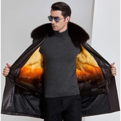 New Mens Leather Jacket Men Leather Coats High Quality PU Outerwear Male Winter rabbit fur collar Leather Parkas