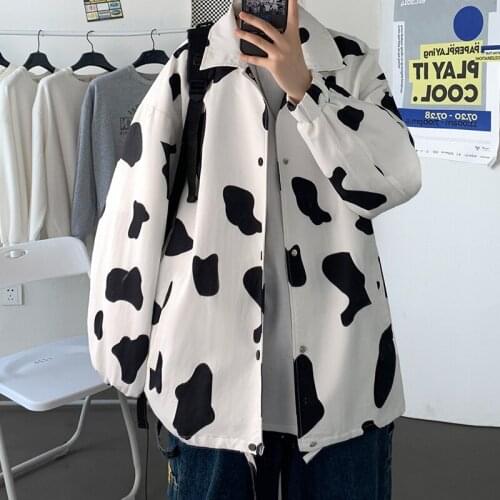 Autumn Print Jacket Men Fashion Casual Baseball Uniform Jackets Mens Streetwear Loose Hip-hop Bomber Jacket Men Outwear S-3XL