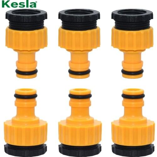 6PCS 3/4 & 1/2 inch Threaded Faucet Adapter Garden Hose Tap Connector Threaded Tap fitting Watering Drip Irrigation Greenhouse