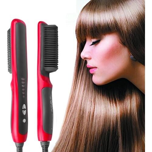 Hair Straight Electric Hair Straightener Steam Hot Comb Beard Straightener Styler Brush Hair Styling Tools for Women