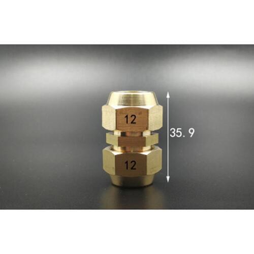 Straight Pipe Fitting Brass Flare Tube OD 12mm Adapter Union With Nut Connector