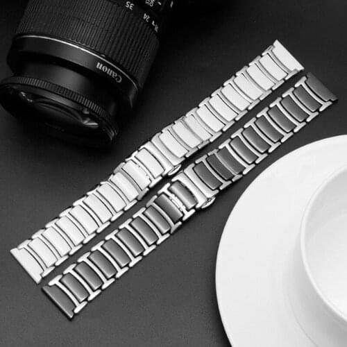 Ceramic Strap Between Stainless Steel 20mm 22mm Watch Band Strap for Huawei Watch GT2 /watch 2pro/galaxy Watch
