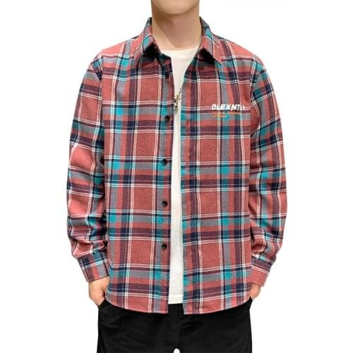 2021 Japan Style Loose Streetwear Plus Size M-5Xl Clothes Casual Spring Autumn Plaid Shirt Men Long Sleeve High Quality