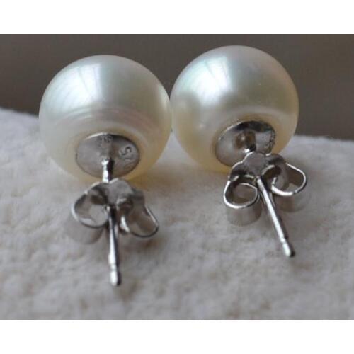Unique Pearls jewellery Store 8,5mm White Freshwater Pearl Earrings Silver Stud Earring Charming Wedding Women Jewelry