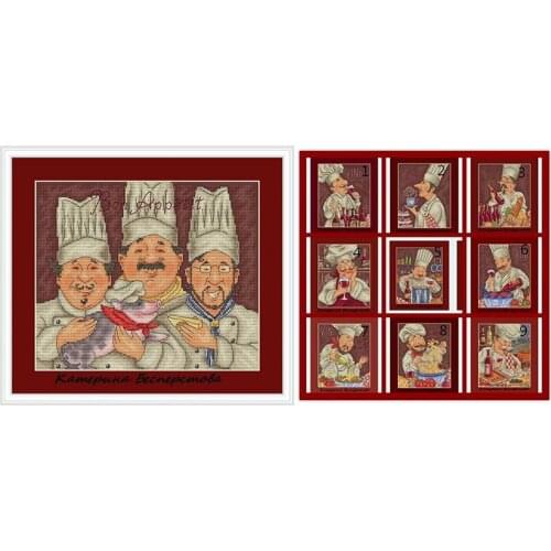 Chef series counted cross stitch package flower aida 22ct 25ct 18ct 14ct 11ct black cloth people kit embroidery