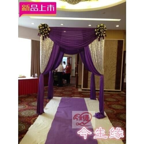Wedding backdrops square canopy/chuppah/arbor drape with swag for wedding decoration