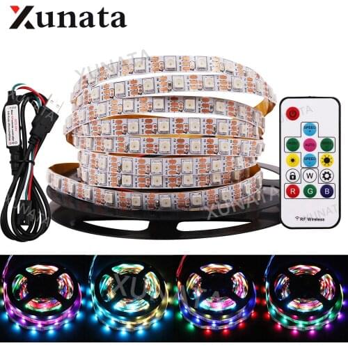 DC 5V WS2812B LED Strip Waterproof 30LEDs/m 60LEDs/m 5050 Fullcolor Flexible LED Light Lamp With 14Key Remote 1m 2m 3m 4m 5m