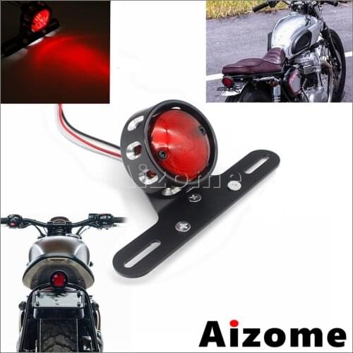 Motorcycle Stop LED Light Vintage Drilled Taillight For Harley Honda Yamaha Suzuki Chopper Triumph Cafe Racer Rear Brake Lamps