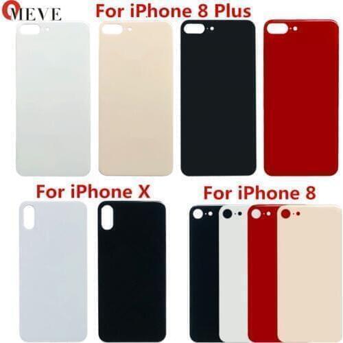 50pcs/lot High Quality Big Hole Back Glass Replacement parts For iPhone 8 8plus Battery Cover Rear Door Housing for iphone X