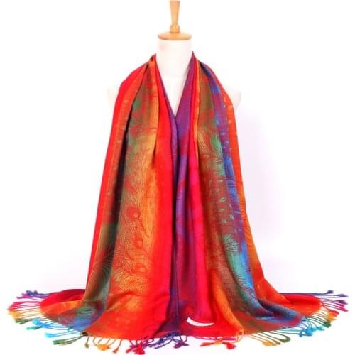Women Printed Cotton Pashmina Scarf Brand Luxury Female Wrap Gradient Colored Summer Air Conditioning Towel Shawl