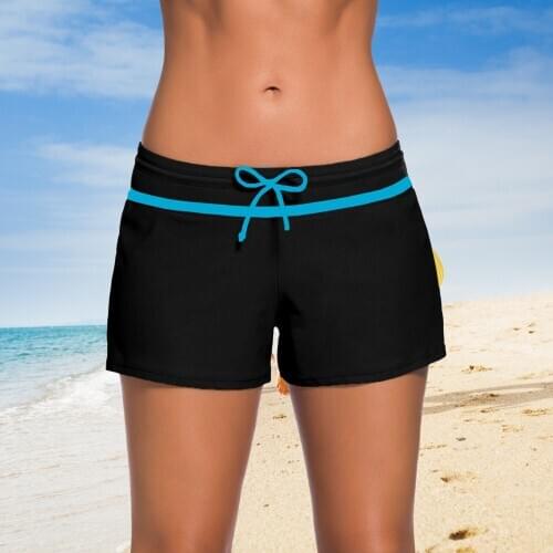 2020 Women Adjustable Drawstring Swim Shorts with Brief Lining Design Ladies Swimwear Board Shorts for Swimming Beach Bathing