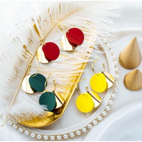 LOVR New Korean Gold Sequin Drop Earrings for Women 2020 Fashion Statement Geometric Dangle Hanging Earring Female Jewelry