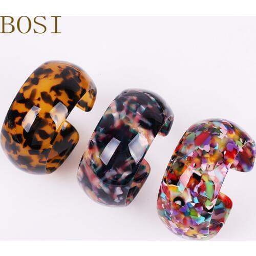 Bohemian ZA Acrylic Leopard Print Resin Bracelets Colorful Bangles For Women Resin Cuff Bracelet Fashion Punk Elegant Jewelry