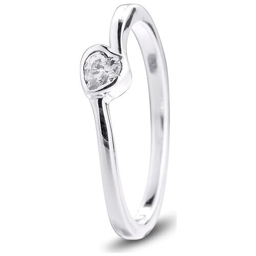Authentic 925 Sterling Silver Ring Clear Tilted Heart Solitaire Wedding Engagement Rings for Women Jewelry Gift Bijoux 2021 New
