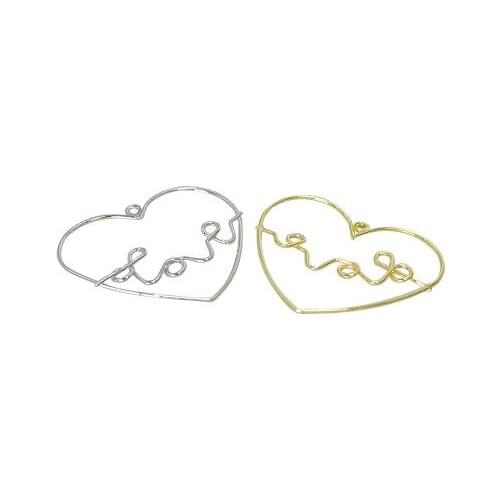 10 PCS 40*35mm Gold Rhodium Plated Heart Pendant Metal Alloy Heart Charms DIY Jewelry Accessories