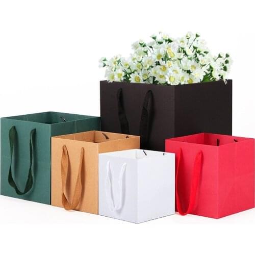 100pcs/lot Multi-color optional Square Kraft Paper Gift Bags Holiday Jewelry Bags Wedding Birthday Party Gift Flower Box Office