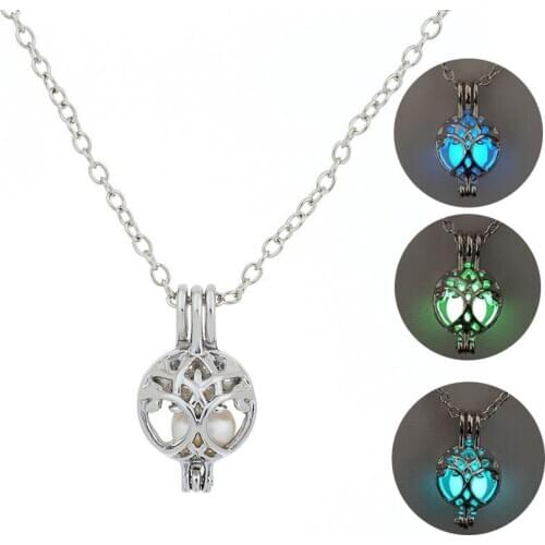 2PCS Glow in the Dark Tree of Life Locket Luminous Pendant Necklace Glow In The Dark Pendant Friend Gift