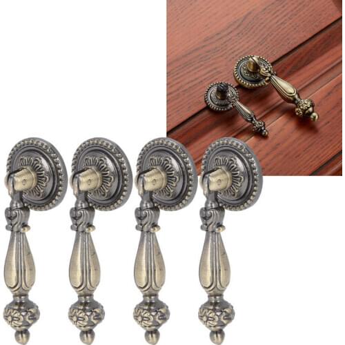 4 Sets Bronze Handles Single Hole Decorative Pull with Mounting Screws Bronze Handle