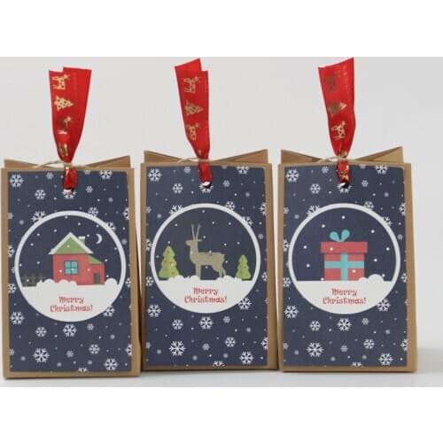 50Pcs/lot) "Merry Christmas" Party Decoration Candy Bags of Christmas Pattern Wedding gift bags For Kraft box Cookie Packing