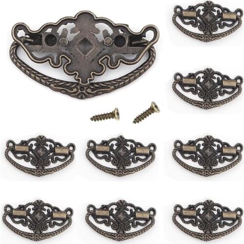 6Pcs Vintage Antique Brass Bail Pull Handle for Wooden Drawer Cabinet Cupboard Wooden Box Handle Furniture Handles