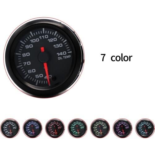 7-Color LED Backlight Oil Thermometer Gauges 52mm 12V Pointer Oil Thermometer Meter
