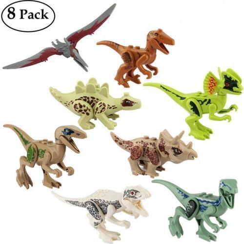 8 PCS Dinosaur Building Blocks, Kids Play Figure Toys Sets, Mini Construction Playsets for Party Decoration Animal Education