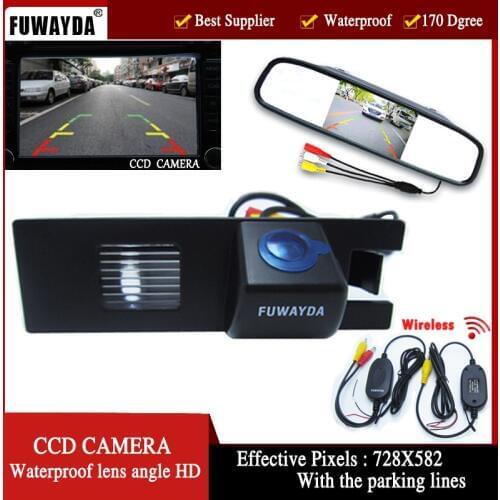 FUWAYDA Wireless Car Rear View Camera for OPEL Astra H/Corsa D/Meriva A/Vectra C/Zafira B,FIAT Grande, 4.3Inch Rearview Monitor