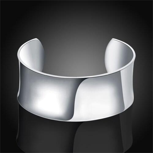 New Arrival Pure 925 Sterling Silver Bangle Bracelets Women Smooth Open Bracelet Fashion Jewelry Engagement Christmas Gift