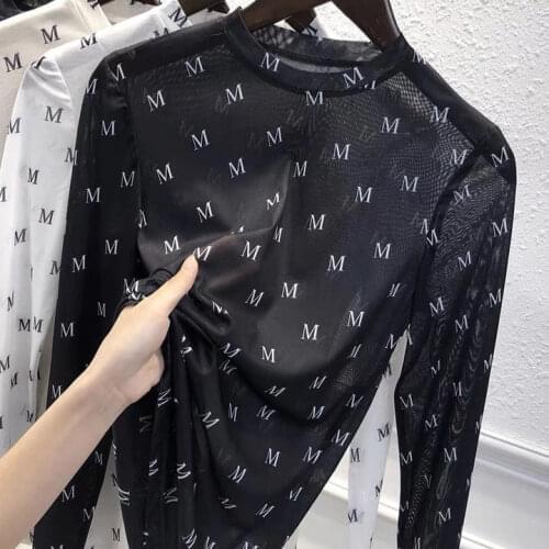 Cheap wholesale 2021 spring summer new fashion casual see through woman t-shirt lady beautiful nice women Tops female Ay1579