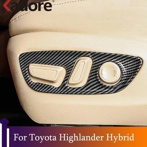 For Toyota Highlander Hybrid 2021 2022 ABS Carbon Fiber Seat Adjustment Cover Trim Sticker Car Interior Decoration Accessories